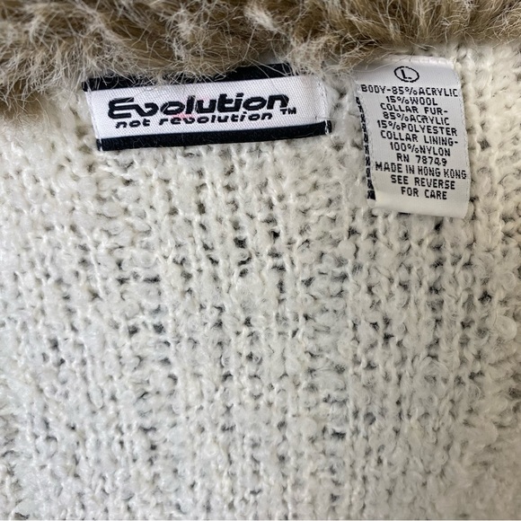 Vintage Y2K faux fur collar long cardigan duster size large - Picture 7 of 8